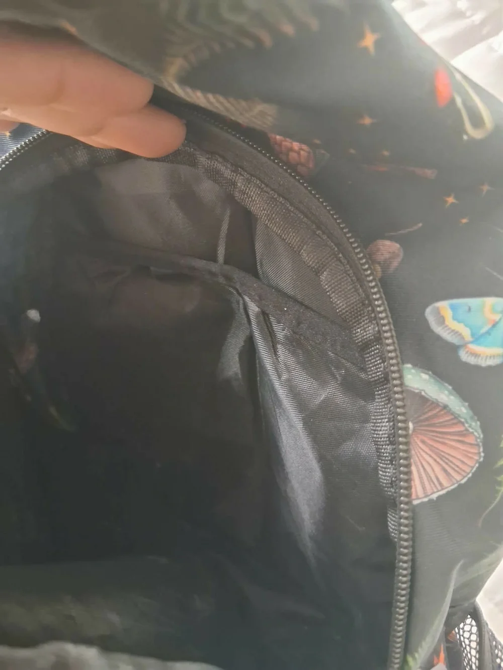 Black Mushroom-Print Crossbody Sling Bag